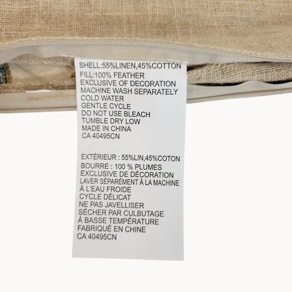 Rectangular Boho Multicolor Mosaic Beige Burlap Blue Tasseled Pillow Sham Cover - Picture 10 of 12